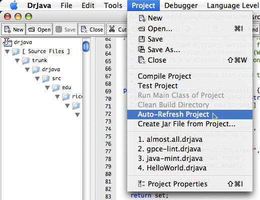 DrJava: Auto-Refresh Project Feature