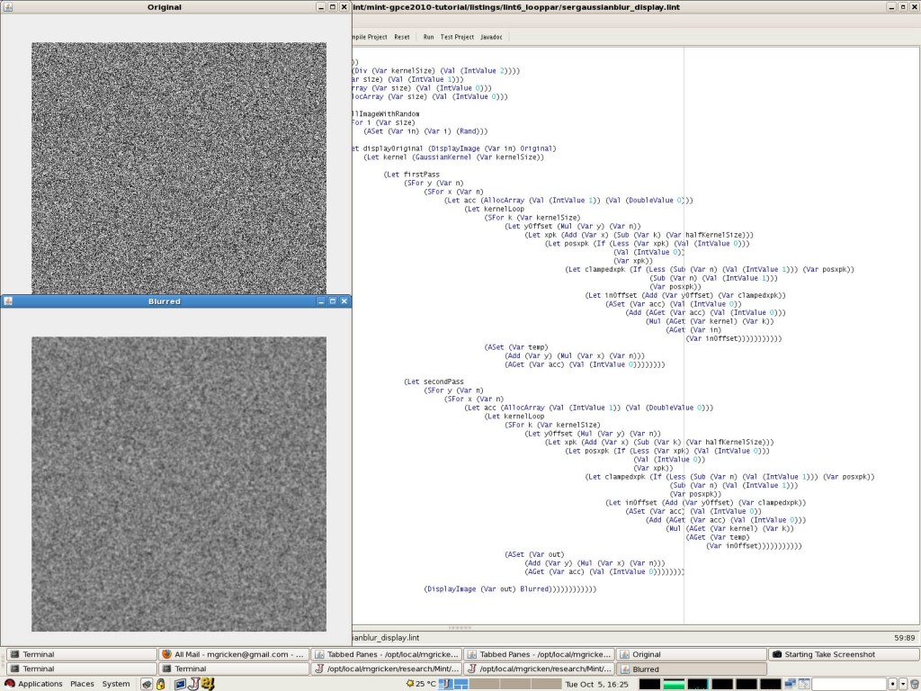 Gaussian Blur in DSL Screenshot