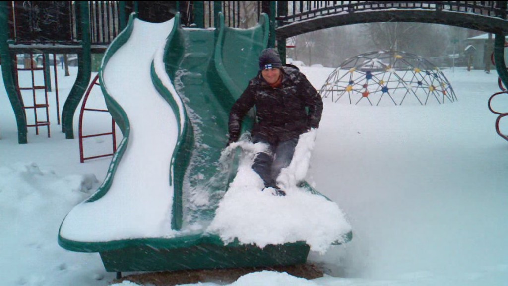 Sliding in the snow, January 18, 2012