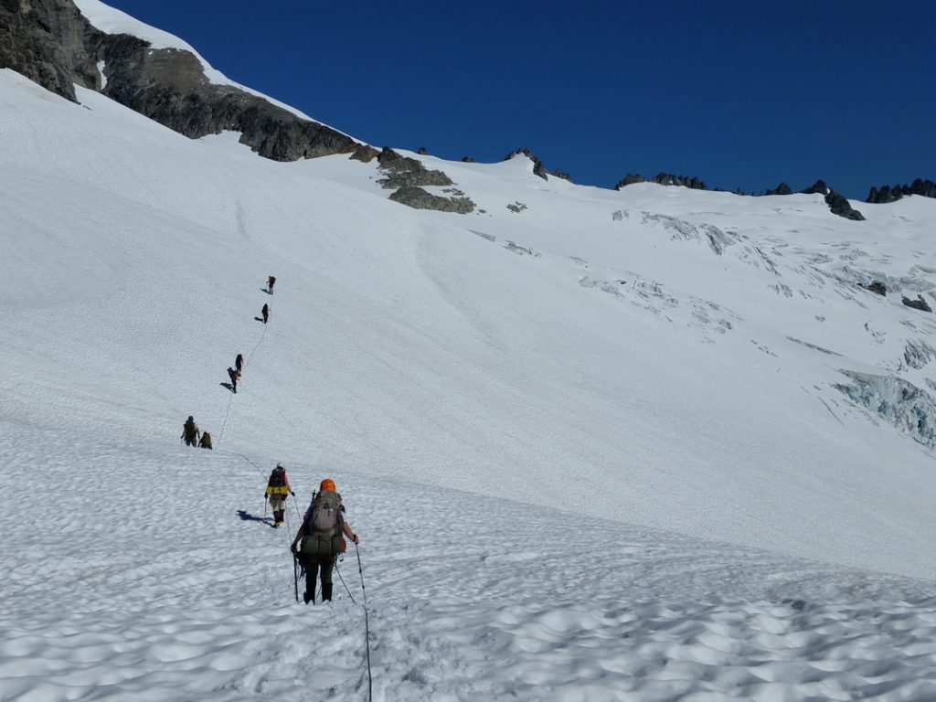 On the Inspiration Glacier. I'm in the middle of the first rope team.