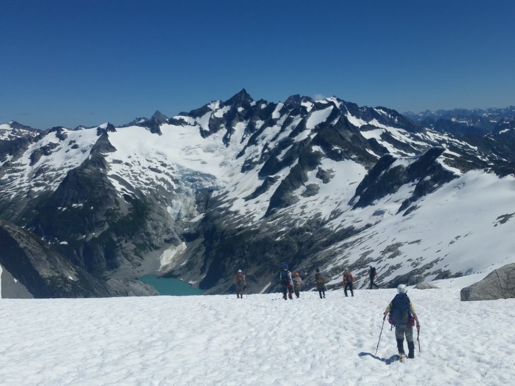 Descending toward the Inspiration Glacier.