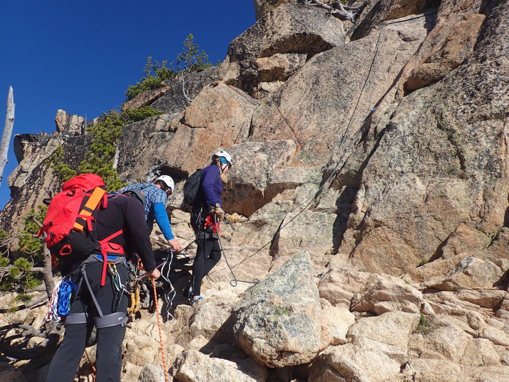 Jenny getting ready to climb South Early Winters Spire.