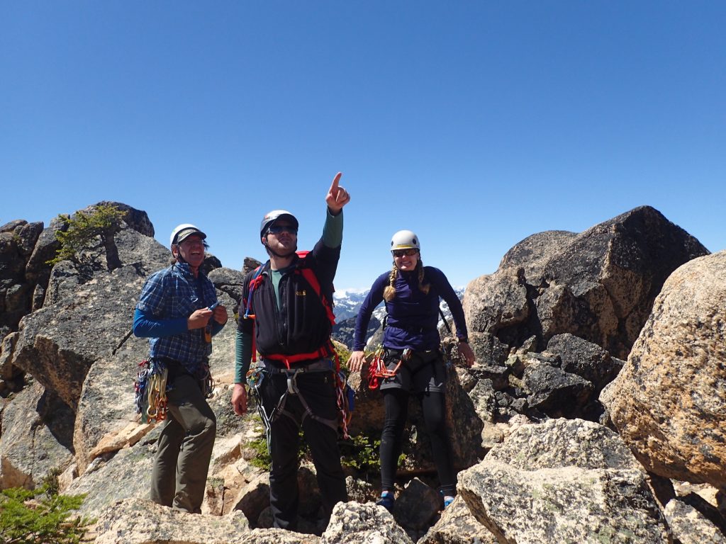 Michael, Martin and Jenny near the Whale's Back, almost at the top of South Early Winters Spire.