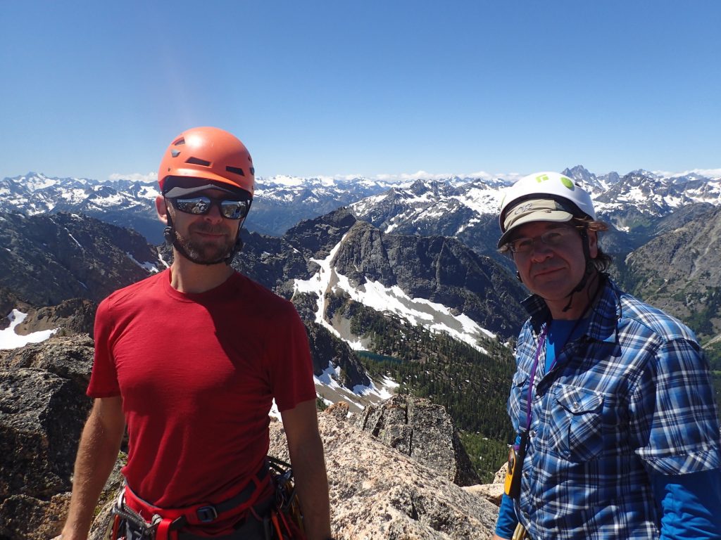 On the summit of South Early Winters Spire, with John and Michael.