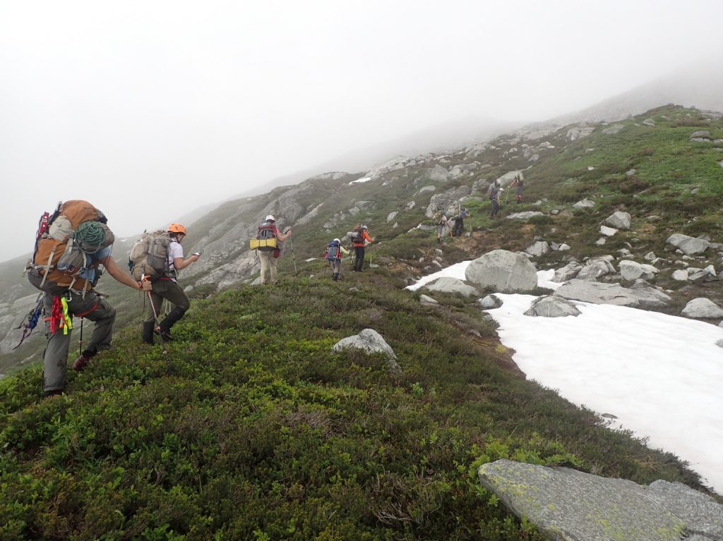 Below Mount Torment, heading towards the ridge above Moraine Lake.