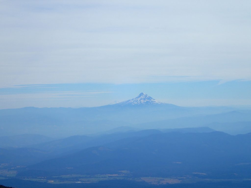 Mount Hood and Mount Jefferson to the South.