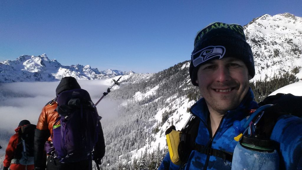 All smiles. I knew the crux wouldn't be too bad (contrary to the the snowshoe descent).
