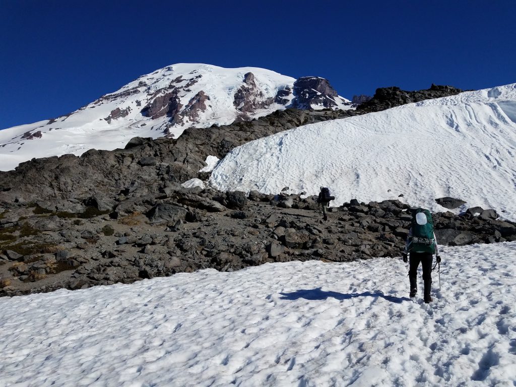 Jenny and Vicki near Pebble Creek, the beginning of the Muir Snowfield.