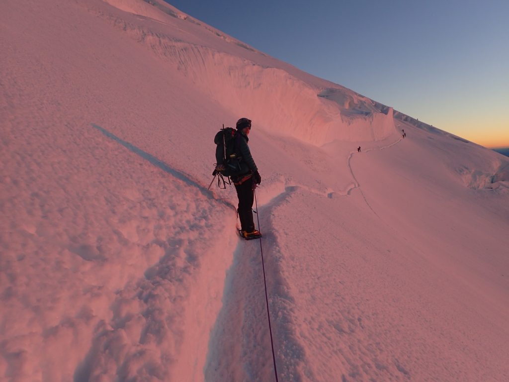 Vicki, leading our rope team at sunrise (picture by Jenny).