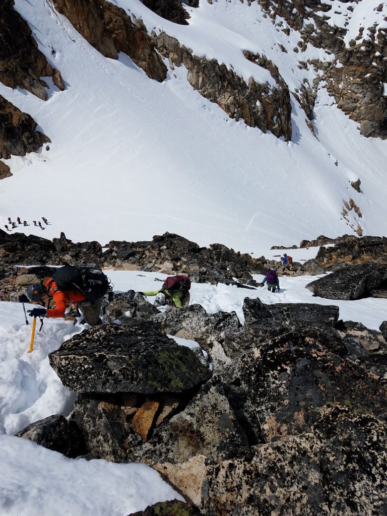 Mountaineers descending Silver Star Mountain.