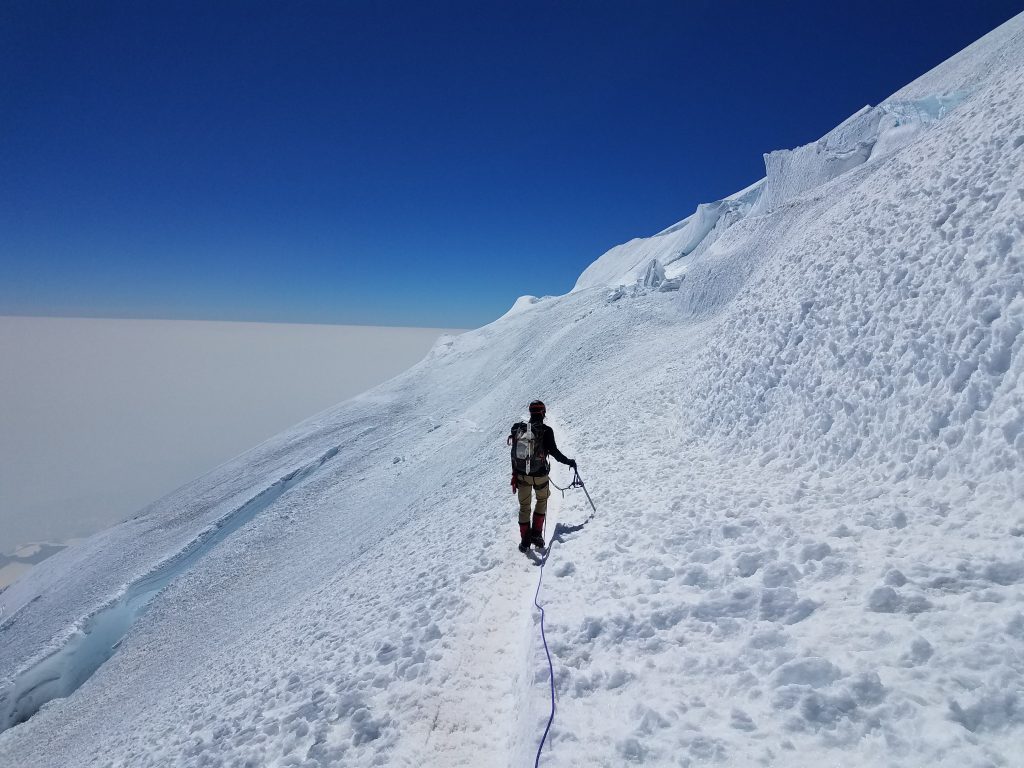 On the Winthrop glacier on Mount Rainier.