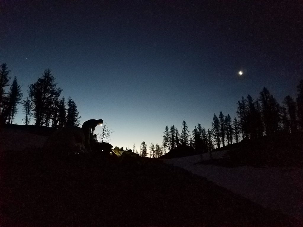 Camp at 4 AM for our summit attempt of Black Peak.